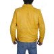 Men’s Yellow Cafe Racer Biker Leather Jacket