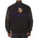 Minnesota Vikings Varsity Black Wool and Leather Jacket