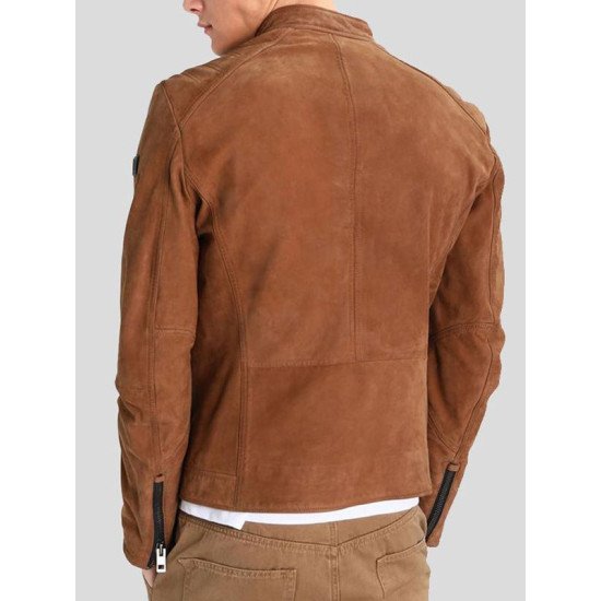 Mule Brown Biker Leather Jacket For Men’s