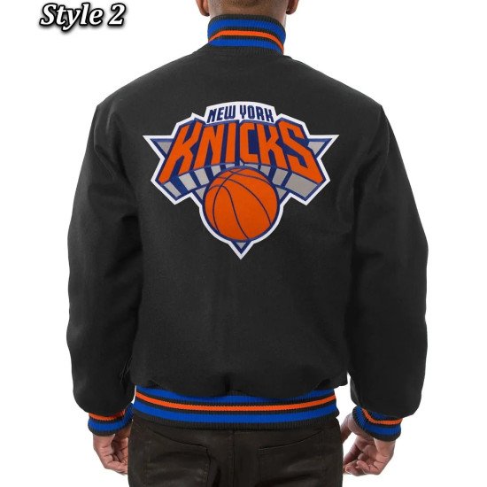 NY Knicks Black Wool Varsity Jacket