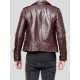 Quilted Brown Motorcycle Leather Jacket for Men