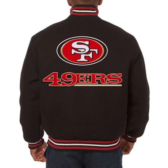 San Francisco 49ers Embroidered Black Wool Jacket