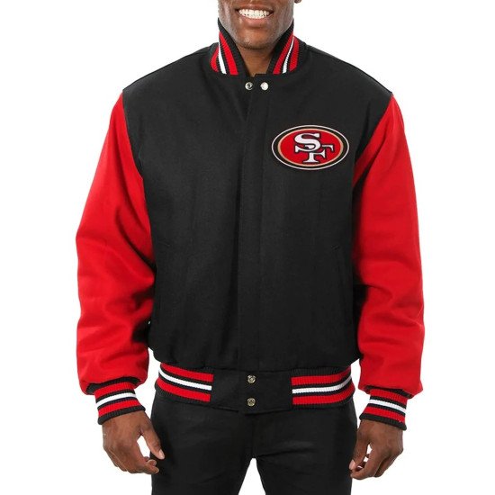 San Francisco 49ers Varsity Black and Scarlet Jacket