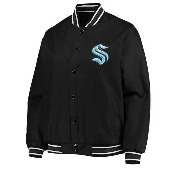 Seattle Kraken Front Hit Black Poly-Twill Jacket