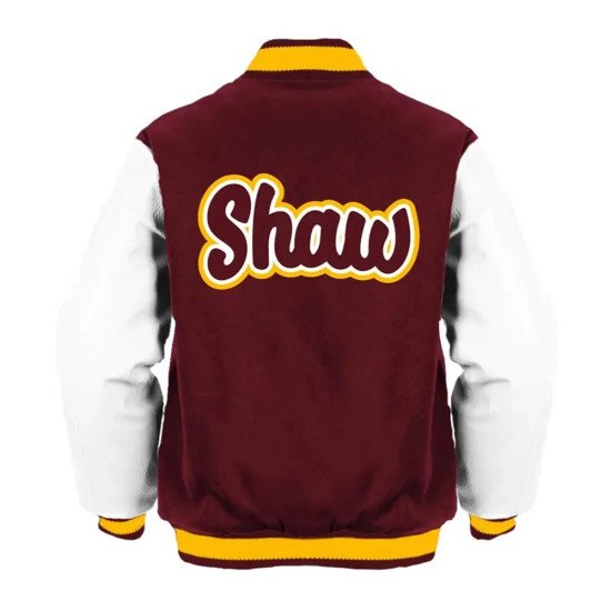 Shaw University Maroon and White Varsity Jacket