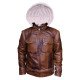 Shearling Fur Real Leather Aviator Jacket