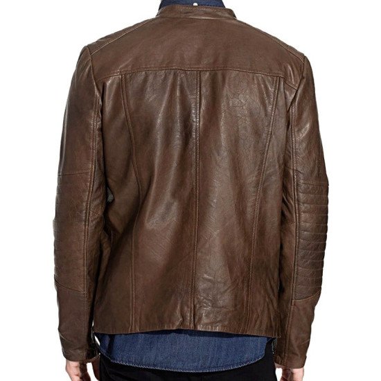 Sheepskin Leather Jacket Camel Brown