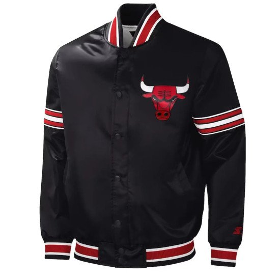 Slider Chicago Bulls Black Varsity Satin Jacket