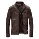 Slim Brown Leather Biker Jacket For Men