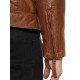 Slim Fit Brown Leather Biker Jacket for Men