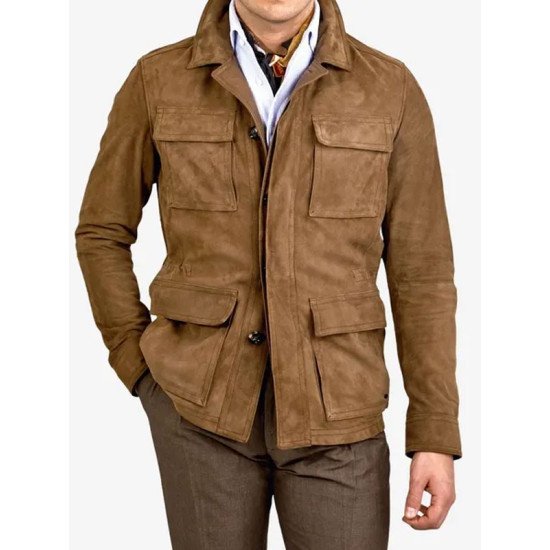 Slim Fit Brown Suede Leather Jacket Men’s