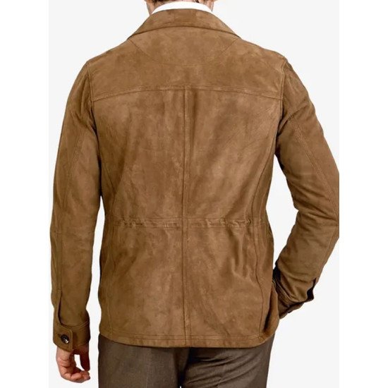 Slim Fit Brown Suede Leather Jacket Men’s