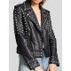 Studded Black Biker Leather Jacket For Women