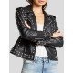 Studded Black Biker Leather Jacket For Women