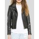 Studded Black Motorcycle Leather Jacket Women