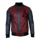 Synthetic Leather Baseball Jacket Maroon