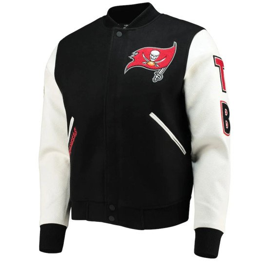 Tampa Bay Buccaneers Letterman Black and White Jacket