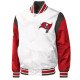 Tampa Bay Buccaneers Throwback Warm Up Pitch White Varsity Satin Jacket