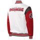 Tampa Bay Buccaneers Throwback Warm Up Pitch White Varsity Satin Jacket