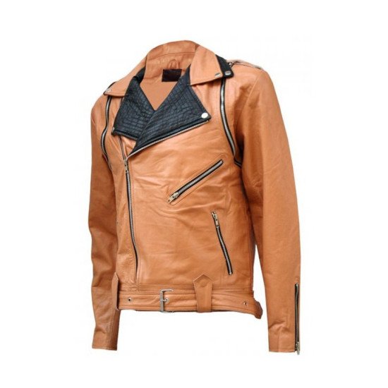 Tan Motorcycle Leather Jacket for Men’s