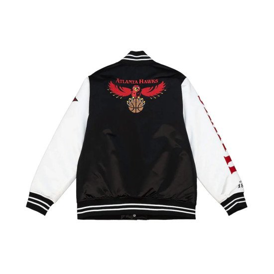 Team Origins Atlanta Hawks Black and White Satin Jacket