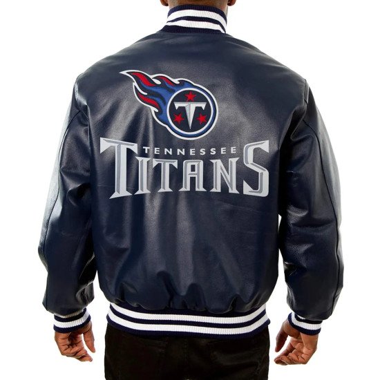 Tennessee Titans Navy Blue Varsity Leather Jacket