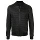 Textured Black Leather Bomber Jacket Men's