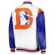 Throwback Warm Up Pitch Denver Broncos Varsity Satin Jacket