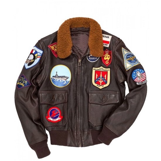 Top Gun Tom Cruise Bomber Leather Jacket with Removable Fur