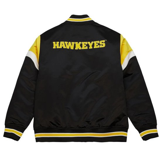 University of Iowa Heavyweight Black Satin Jacket