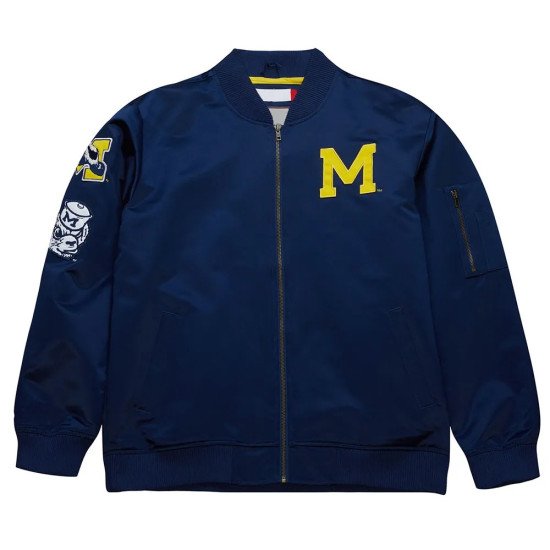 University of Michigan Vintage Logo Navy Lightweight Satin Jacket