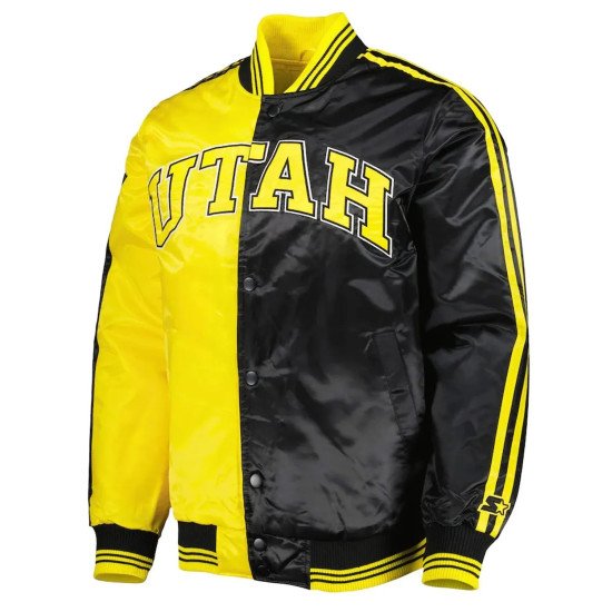 Utah Jazz Fast Break Yellow and Black Satin Jacket