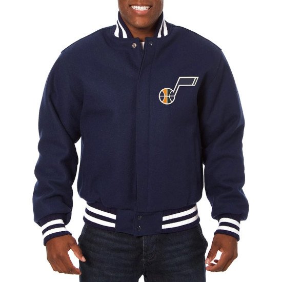 Utah Jazz Varsity Navy Blue Wool Jacket