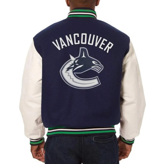 Vancouver Canucks Blue and White Two-Tone Varsity Jacket