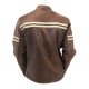 Vintage Double Stripes Biker Leather Jacket For Men