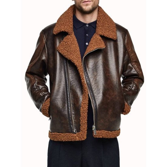 WWE Dean Ambrose Dark Brown Leather Shearling Jacket