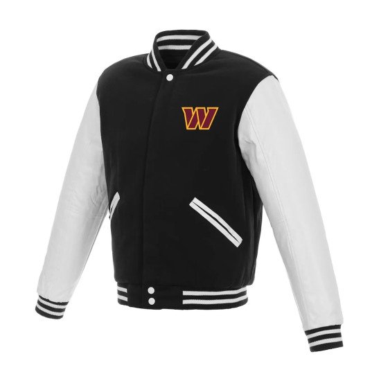 Washington Commanders Black White Letterman Jacket