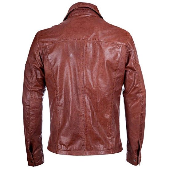 Waxed Sheepskin Fashion Leather Jacket