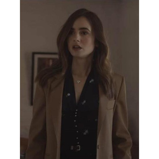 Wife Windfall Lily Collins Wool Brown Coat