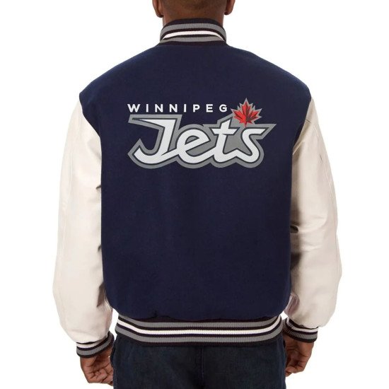 Winnipeg Jets Blue and White Two-Tone Varsity Jacket