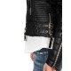 Womens Quilted Black Biker Leather Jacket