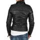 Womens Quilted Black Biker Leather Jacket