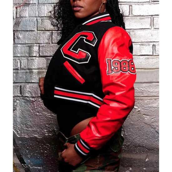 Women’s Clark Atlanta University Black and Red Varsity Jacket