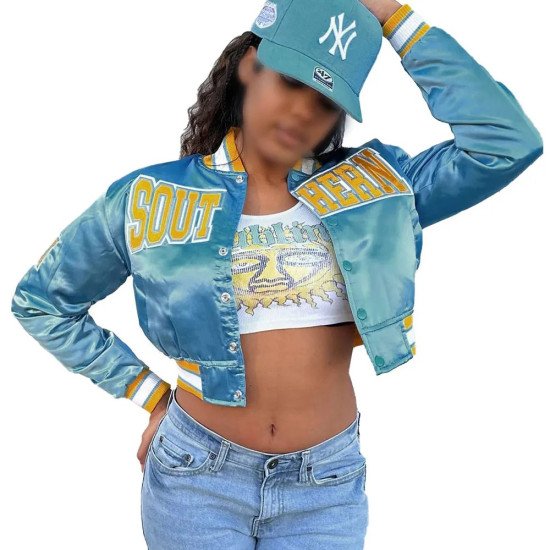 Women’s Cropped Southern University Satin Jacket