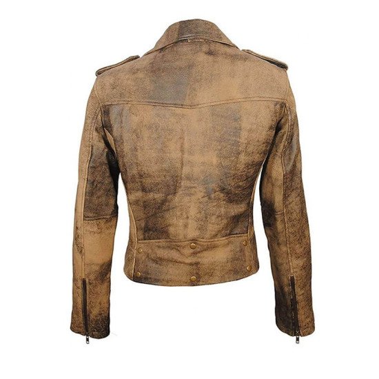 Women’s Distressed Brown Motorcycle Leather Jacket