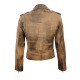 Women’s Distressed Brown Motorcycle Leather Jacket