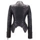 Women’s Fashion Studded Black Leather Biker Jacket