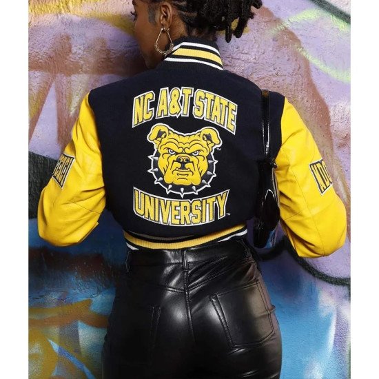 Women’s North Carolina A&T State University Black and Yellow Varsity Jacket