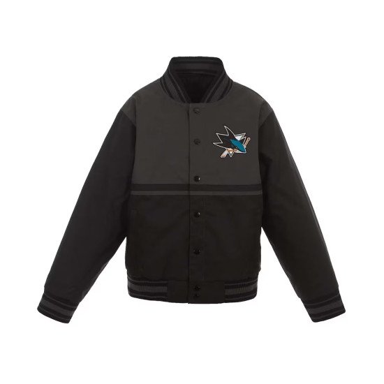 Youth San Jose Sharks Black Poly-Twill Jacket